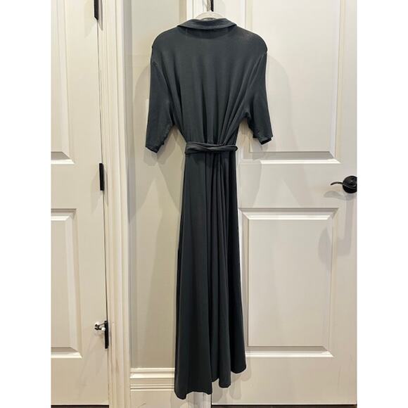 Quince Tencel Jersey Midi Wrap Dress XL Dark Olive - Picture 7 of 11